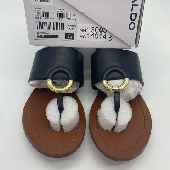 ALDO Ocericia leather ring post sandals in black - Picture 16 of 16
